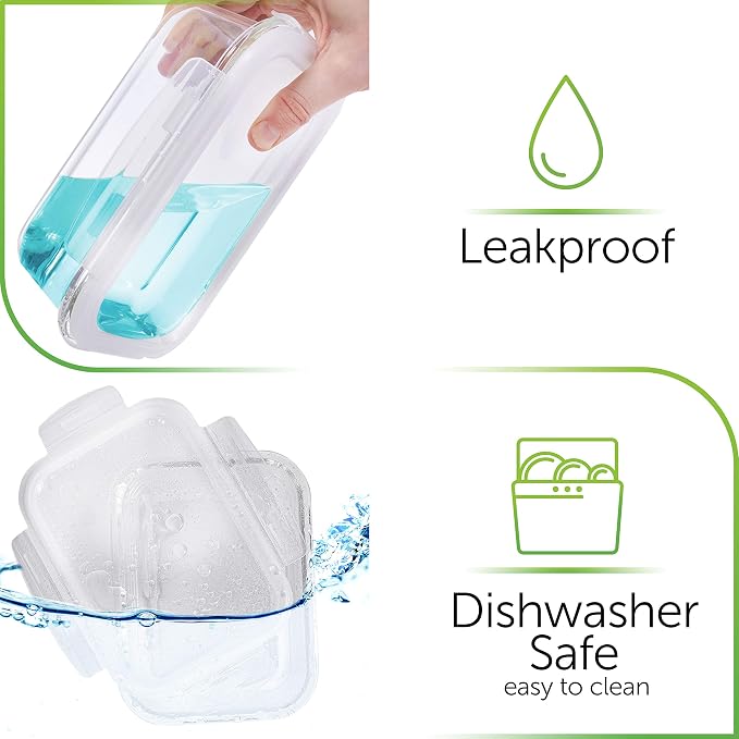 PrepNaturals 8 Pack 36 Oz Glass Meal Prep Containers - Dishwasher Microwave Freezer Oven Safe - Glass Storage Containers with Lids (Multi-Compartment)
