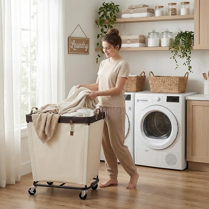 StorageWorks 210L Laundry Basket with Wheels, Rolling Hampers for Clothing