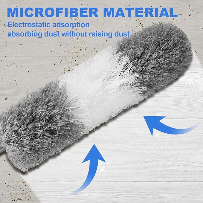 Dusters for Cleaning,Feather Duster with Extension Pole,Ceiling Fan Cleaner Duster,Long Duster Extended Handle,Blind Cleaner Dusting | Bendable Head Dusters for Cleaning Ceiling Fan, High Ceiling, Blinds, Furniture