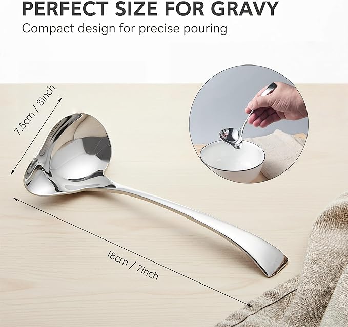 IMEEA 7-Inch Small Sauce Ladle with Pour Spout 18/10 Stainless Steel Drizzle Spoon for Gravy, Dressing, Sauce