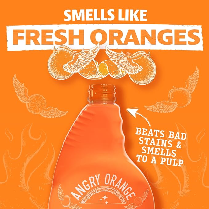 ANGRY ORANGE Stain & Odor Remover - 32oz Pet Urine Enzyme Cleaner - Enzymatic Dog & Cat Pee Destroyer and Odor Eliminator - NEW Orange Rush Scent Cleaning Solution for Home