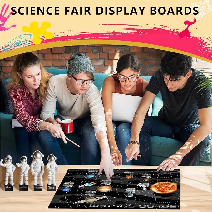 HAUTOCO 3 Pcs Small Trifold Poster Board 21'' x 14'' Project Boards | Corrugated Tri Fold Presentation Boards for Science Fair, School Projects, Event Displays & Business Presentations, Black