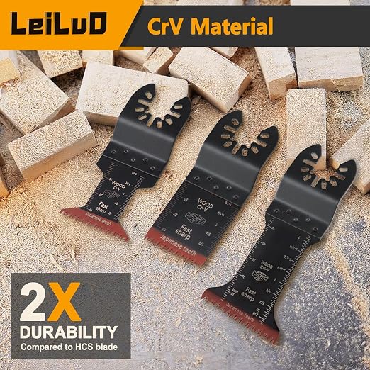 7 Pcs Oscillating Tool Blade Japanese Teeth Extra Long Oscillating Saw Blades for Wood CRV Multitool Blades Set Compatible with DeWalt Makita Milwaukee and More