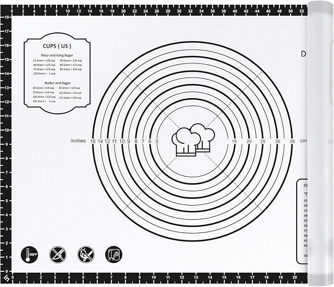 Pastry Mat, 28" x 20" Food Grade Silicone Extra Large Non Stick Baking Sheet Mat with Measurement for Making Cookies,Macarons,Bread and Pastry