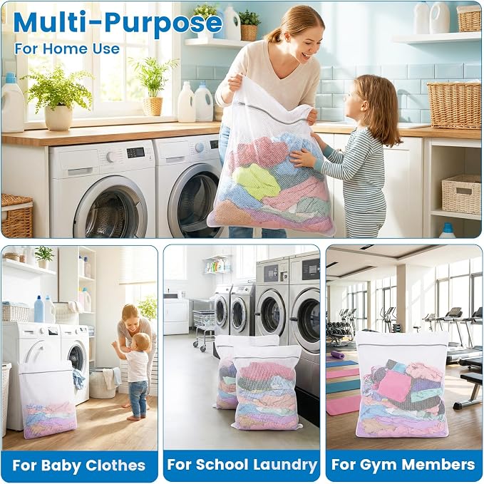 2 Pack XXX-Large Mesh Laundry Bags for Delicates, 35 x 43 Inches | 120gsm Honeycomb Mesh, Protect Delicates, Sturdy Zipper, Reusable, Washer & Dryer Safe, For College, Dorm, Home and Travel