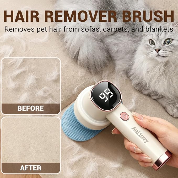Fabric Shaver, 3 in 1 Lint Remover with Hair Remover Brush & Lint Rollers, Digital Led Display, 3 Speeds with Replaceable Blades, Remove Pilling for Clothes, Furniture, Sweater, Couch, Blanket, Pet