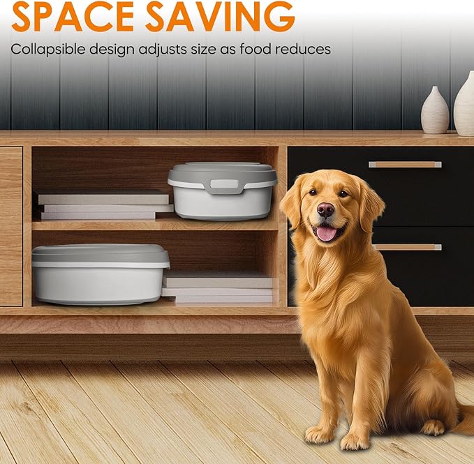 HOYTAMDAR 28-30Lbs Dog Food Storage Container, Collapsible Dog Food Container with Lid,Multifunctional Pet Food Storage Container for Dog,Cat,Rice,Flour,Pet Food Scoop and Small Container