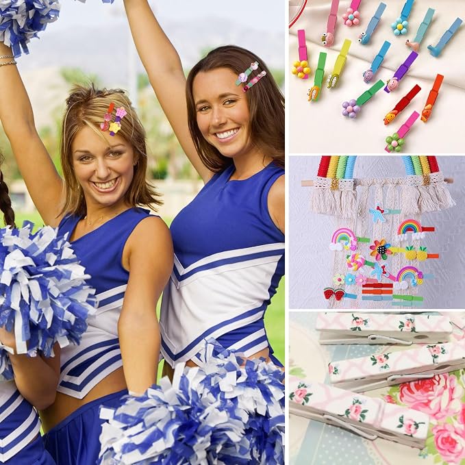 100Pcs Colored Clothes Pins Wooden, Clothespins for Crafts Cheer Pins Classroom Teaching Color, 2.9 inch, 20 Colors