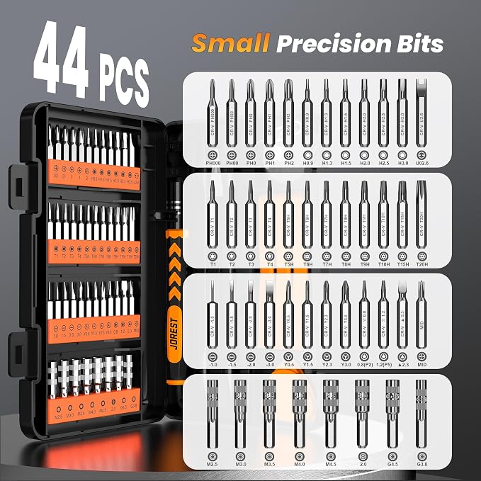 JOREST 59Pcs Small Precision Screwdriver Set with Torx T5, T6, T8, Mini Repair Tool Kit for Macbook, Computer, Laptop, iPhone, PS4 PS5, Xbox, Switch, Eyeglasses, Watch, PC, Ring Doorbell, Electronic
