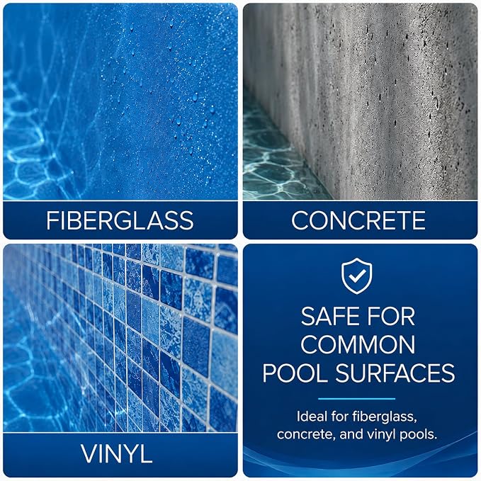 TidyMister Pool Brush for Cleaning Pool Walls, 20'' Pool Brush Head with Detachable Side Brush Nylon Bristles Pool Scrub Brush for Above Ground Pools Ingound Pools, Safe for Vinyl Liner