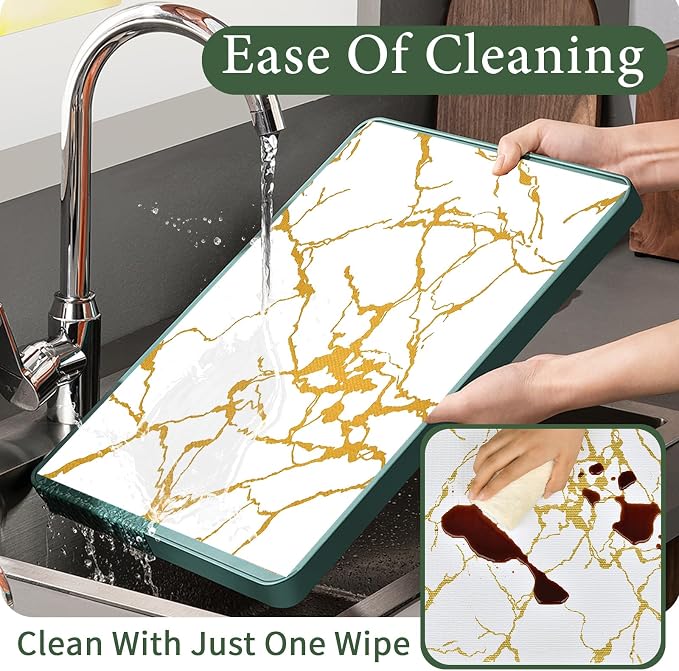 Drawer and Shelf Liner for Kitchen Cabinet Non Slip Waterproof | Shelf Paper 12 in X 20 Ft Non Adhesive Refrigerator Liners Gold White Marble Easy Liners for Bathroom Cupboard