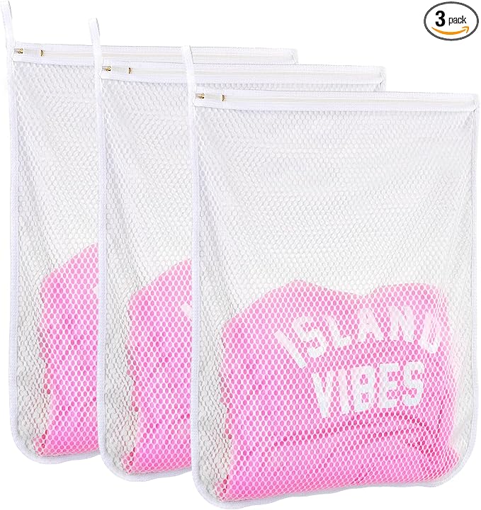 3 pcs Durable Honeycomb Mesh Laundry Bags for Delicates 3 Large (16" x 19")