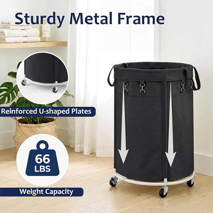 150L Large Capacity Rolling Laundry Basket Hamper with Wheels, Clothes hamper and Removable Bag for Home, Laundry Room, Bedroom, Bathroom, Apartment, Dorm