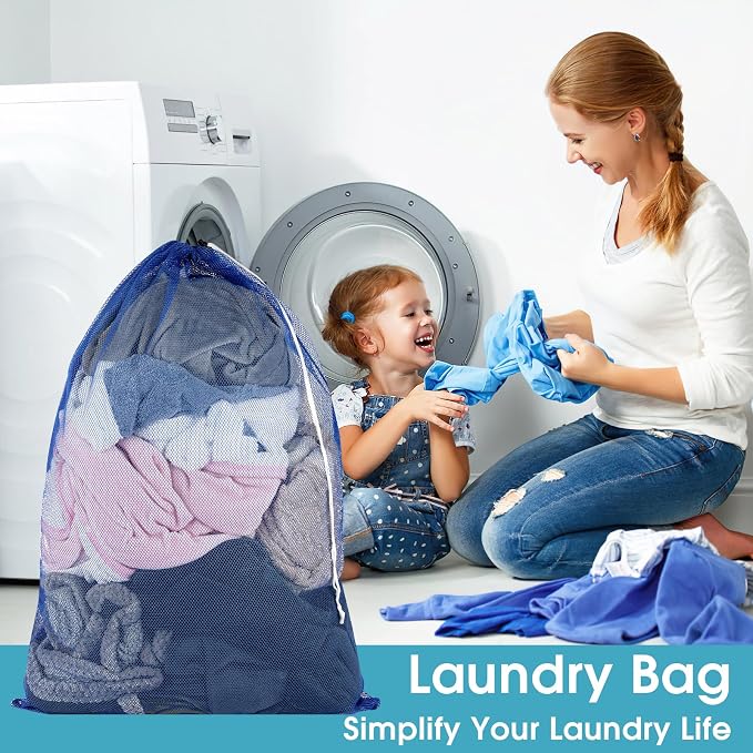 2 Pack Mesh Laundry Bags 23x34 Inch Drawstring Locking for Travel Home | Mesh bags with locking drawstring, Tear-resistant for blankets & towels, Lightweight foldable for travel/dorm