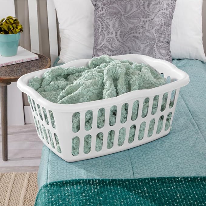 Sterilite 12-Pack Rectangular Laundry Basket, Plastic Clothes Hamper, 1.5 Bushel, White - Dirty Clothing Storage Organizer with Handles for Bedroom, Bathroom, and Closet | 1.5 Bushel, White - Dirty Clothing Storage Organizer with Handles for Bedroom, B...
