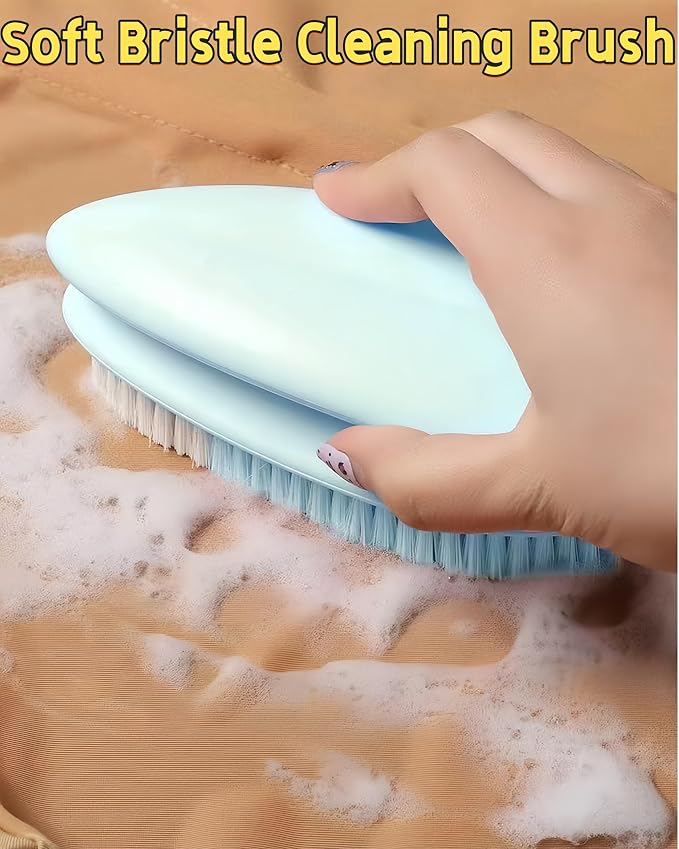 2 Pack Soft Bristle Cleaning Scrub Brush Laundry Brush Scrubber Brush | Soft Scrub Brush for Clothes, Carpet and Fabric Stain Removal, Scrubbing Brush with Ergonomic Handle Household Cleaning