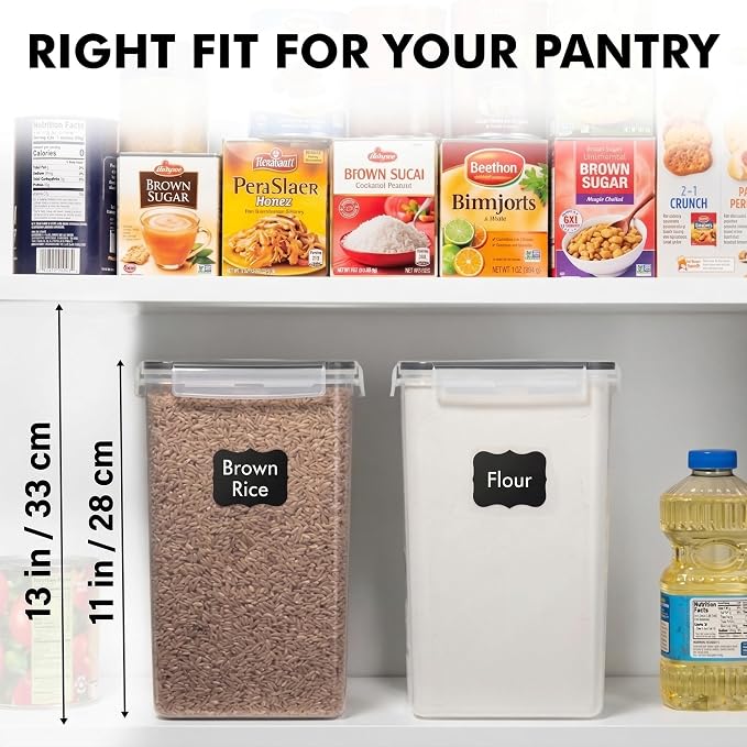 WHITE FEATHER SUPPLIES 2 PC [7 Qt / 6.5L / 220 Oz] Large Food Storage Containers with Lids Airtight - BPA Free Clear Plastic Kitchen and Pantry Storage Containers for Cereal, Flour, Sugar, Rice