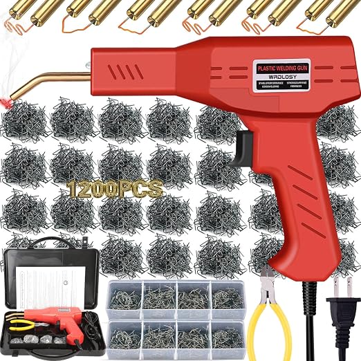 Plastic Welder Kit, 1200PCS Staples, Hot Stapler for Bumper Repair | 1200PCS Mixed Staples, Rust-Proof Stainless Steel, Portable Toolbox, Built-in LED, Ergonomic Grip, 5-Year Warranty, DIYers