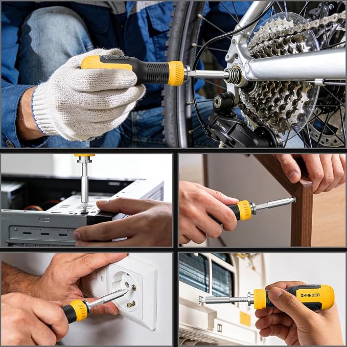 Multi ScrewDriver Set 26 in 1 All in One Adjustable Screw Driver | Telescoping Screw Driver with 12 Double Ended CRV Bits Phillips Slotted Torx Hex Portable Repair Kit for Home Bike Computer