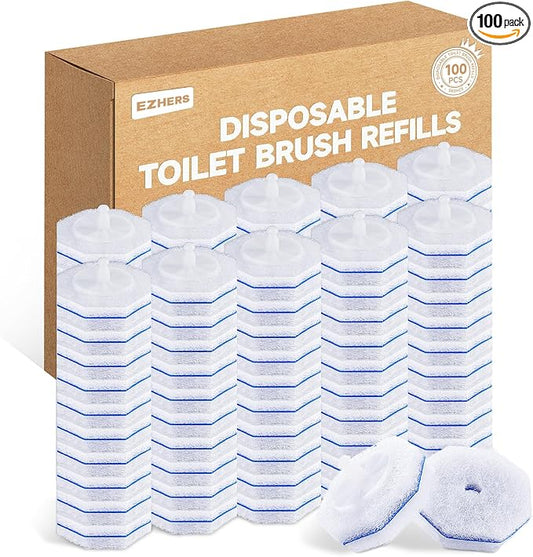 100 Count Toilet Wand Refills Compatible for Clorox, 5X Cleaning Power Toilet Bowl Cleaners & High-Density Disposable Toilet Brush Scrubber - No Falling Apart, Instant Foam Cleaning