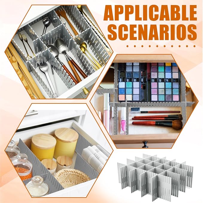 Blosssound 15 Pcs 5.12 Tall Drawer Divider Adjustable Drawer Organizer,Grey