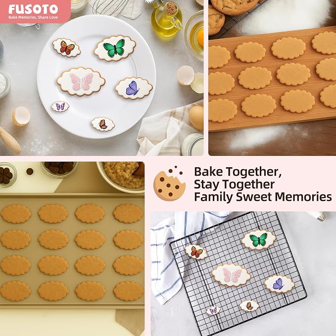 FUSOTO Ellipse Cookie Cutter Set - 6 Piece Oval Shaped Geometric Cookie Cutter for Kitchen Baking, Stainless Steel, (1.5", 2", 2.5", 3", 3.5", 4"), Ellipse
