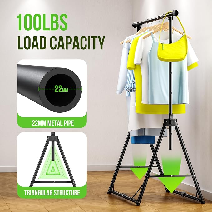 MAXLEAD HOME Clothes Rack Foldable Clothing Rack, 64.5''H Collapsible Garment Rack with 4 levels Adjustable Height, Portable Coat Rack for Travel, Camping, Drying, RV, Indoor, Outdoor, Easy Assemble | 64.5''H Collapsible Garment Rack Portable Coat Rack...