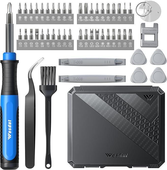 Wesdut 52in1 Small Precision Screwdriver Set with torx, Mini Screw Driver Set, Magnetic Repair Tool Kit for Phone, Computer, Laptop, PS4 PS5, Xbox, Switch, Eyeglasses, Watch, Electronic, Gifts for Men