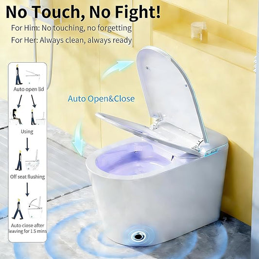 Smart Toilet with Bidet, UV-C Light, Auto Flush, Auto Open&Close, Blackout Flush, Heated Seat, Air Dryer, Modern Elongated Japanese One Piece Bidet for Bathrooms,1000 Gram MaP