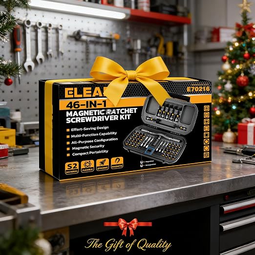 46 in 1 Magnetic Ratchet Screwdriver Set, Multi-Bit Screwdriver Kit, Nut Driver Set, Detachable Ratchet Handle with Storage Case, Repair Tool Kit for Furniture, Computer, Bicycle