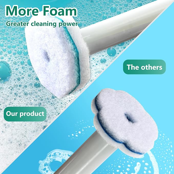 Disposable Toilet Wand with 42 Clorox Compatible Refills, Wall Mount T-oilet Bowl Holder Set, Toilet Scrubber Kit for Bathroom, Sink & Bathtub (Rainforest Scent)