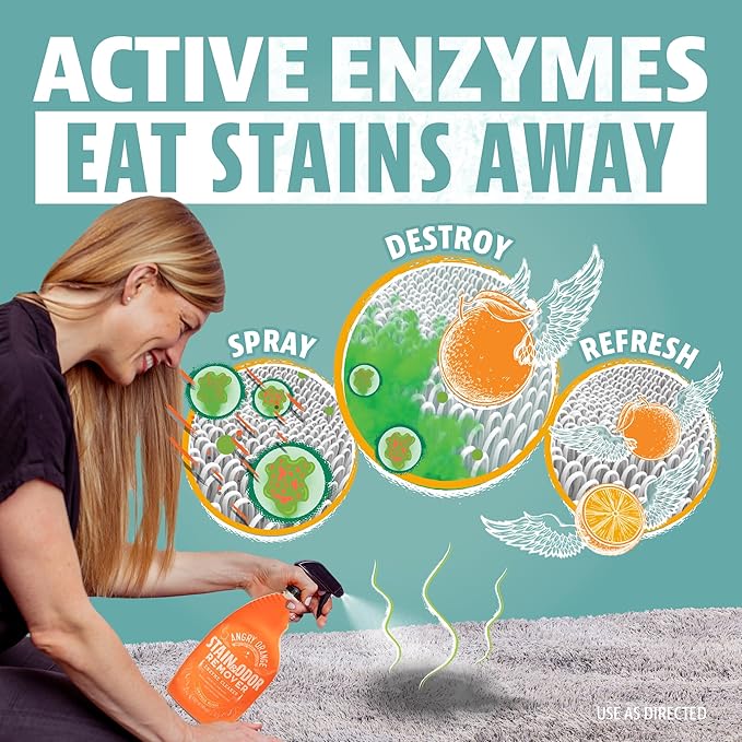 ANGRY ORANGE Stain & Odor Remover - 32oz Pet Urine Enzyme Cleaner - Enzymatic Dog & Cat Pee Destroyer and Odor Eliminator - NEW Orange Rush Scent Cleaning Solution for Home