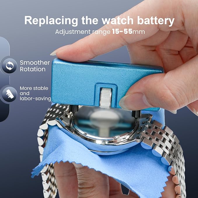 JOREST Watch Repair Tool Kit for Battery Replacement, Strap Adjustment Resizing, Watch Link Pin Remover, Watch Opening, Pry Knife Case Opener for Watch Back Removal, with Watch Hammer, Spring Bars