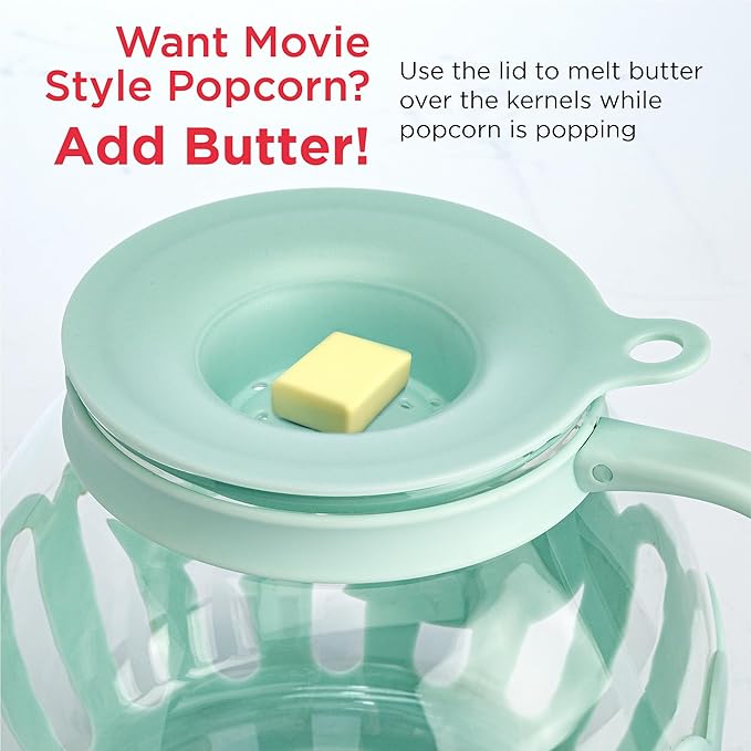 Ecolution Patented Micro-Pop Microwave Popcorn Popper with Temperature Safe Glass,3-in-1 Lid Measures Kernels and Melts Butter,Made Without BPA,Dishwasher Safe,3-Quart,Aqua,(Pack of 4)