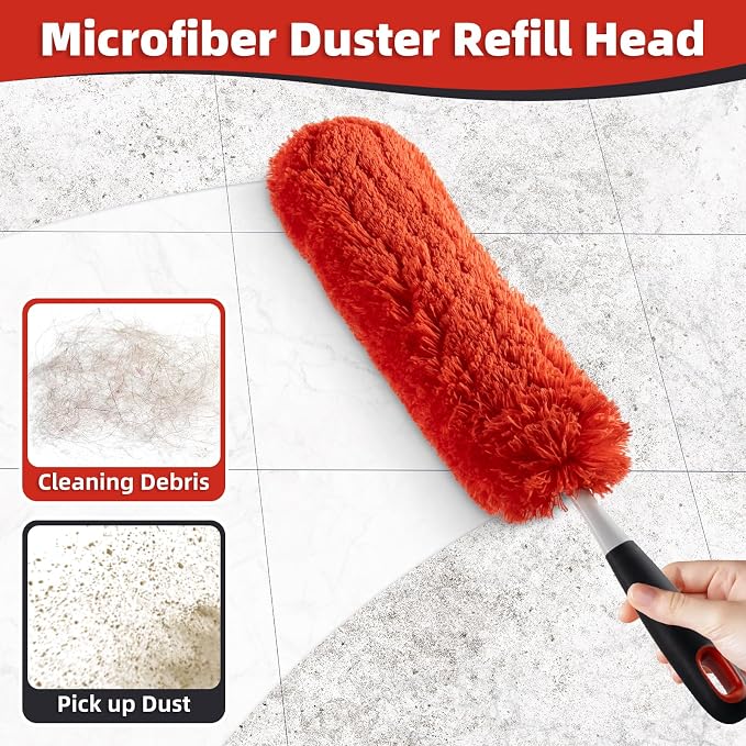 4 Pack Reusable Duster Refill Fit for OXO & MR.SIGA Duster | NOT Include Handle | Washable Microfiber Duster Refill for Cleaning | Fit for OXO Good Grips & MR.SIGA Lint Free Duster