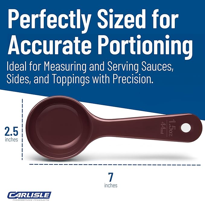 Carlisle FoodService Products Measure Miser Solid Measuring Spoon with Short Handle, 1.5 Ounces, Brown (Pack of 12)
