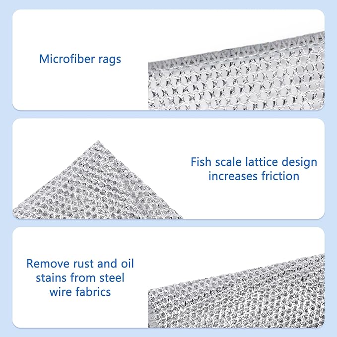 Aidoclip 30pcs Set Non-Scratch Steel Wool Dishcloth - Multi-Use Kitchen Scrubbers, Durable Cleaning Pads for Wet & Dry Use White