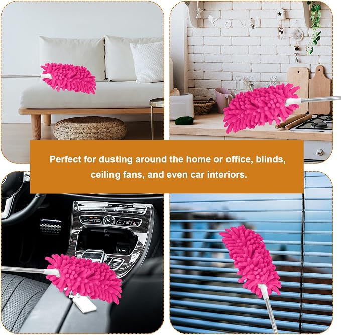 2pcs Duster Refills, Microfiber Dusters Heavy Duty Refills 360 Ceiling Fan Duster Replacements Reusable Hand Dusters for Cleaning (Rose Red)