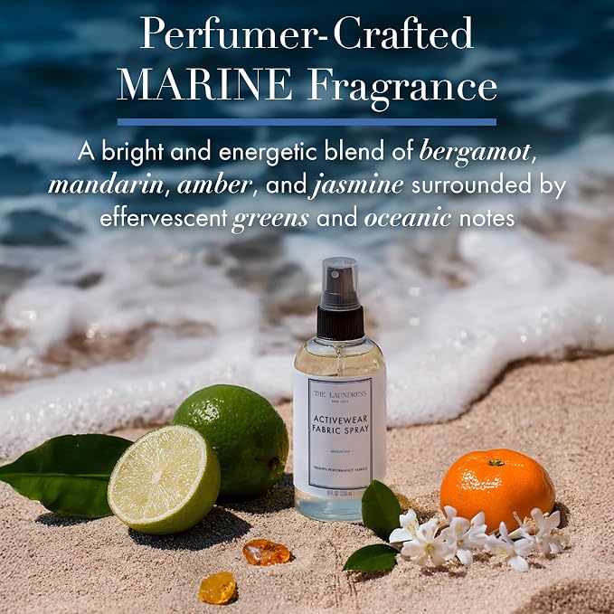 The Laundress Activewear Fabric Refresher Spray, Marine Fragrance, 8 oz | Odor Freshener for Performance Gear, Towels, Tote Bags, Sneakers & Yoga Mats, 48 Hours* of Bright, Energetic Fragrance