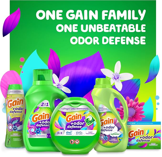 Gain Liquid Fabric Softener, Super Fresh Blast | 140 oz | 190 Loads | HE Compatible | Pack of 2
