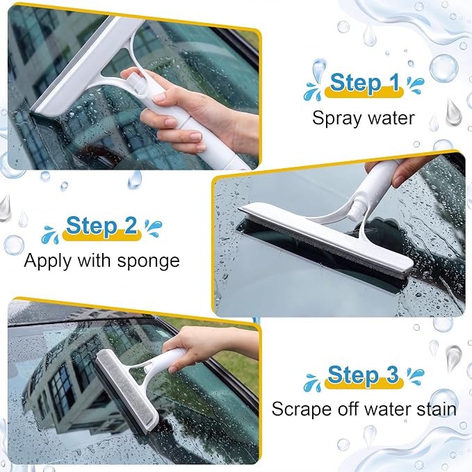 6 pcs 3 in 1 Window Cleaning Scraper, 3 in 1 Multicolor Window Scrubber, Spray, Sponge Wipe, Silicone Squeegee, Suitable for Cleaning Bathroom Glass, Mirrors, Car Windows Easy to Clean Kit
