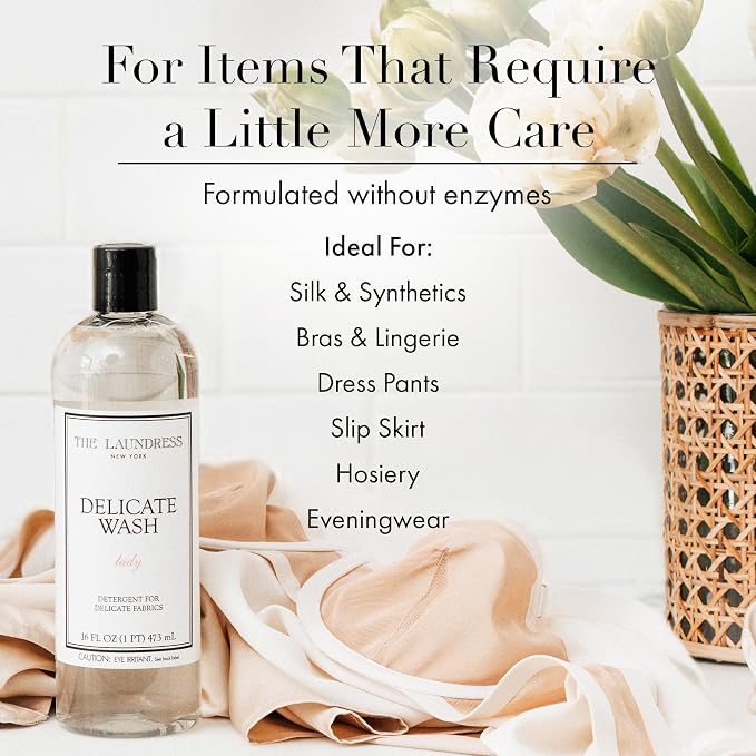 The Laundress Delicate Wash Luxury Liquid Laundry Detergent, 31 Loads, Concentrated Washing Detergent, Lady Scent, Enzyme-Free Hand or Machine Wash Laundry Soap for Silk, Lingerie & More, Pack of 2