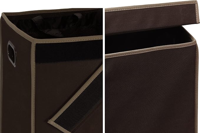 Simple Houseware Double Laundry Hamper with Lid & Removable Bags, Brown