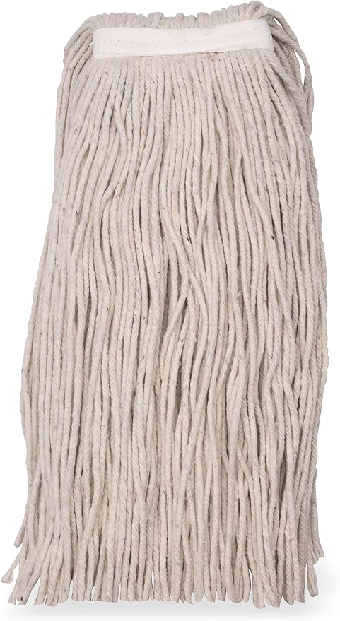 SPARTA Flo-Pac Cotton Mop Head, Cut-End, Narrow Band with White Band for Organized Cleaning, 36 Inches, Tan, (Pack of 12)