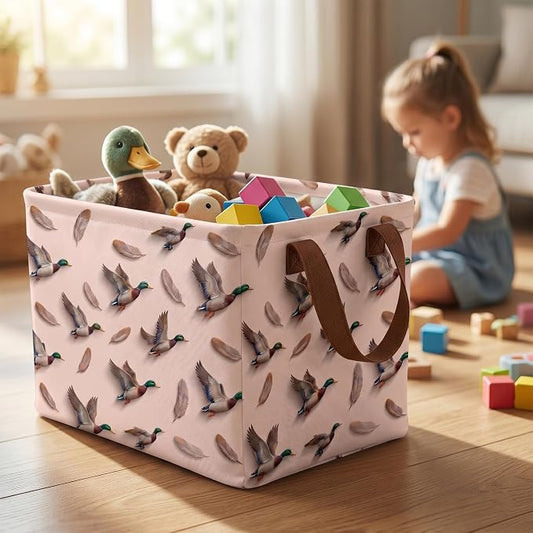 Mallard Duck Storage Gift Basket: Waterproof Collapsible Storage Bin
