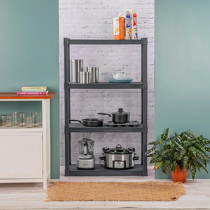 Sterilite Shelf Unit,50 lb Capac.,57 in H 01643V01-1 Each | Freestanding Organizer with 50 lb Capacity Per Shelf for Kitchen, Bathroom, Garage, Basement, Pantry & Laundry Room