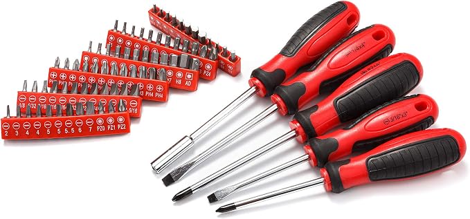 CARTMAN 205-Piece Ratchet Wrench Tool Set, SAE/Metric Socket Kit Carry Case | Professional ratchet wrench and socket assortment for car jobs, mechanics, DIY projects, home fixes, and general maintenance.