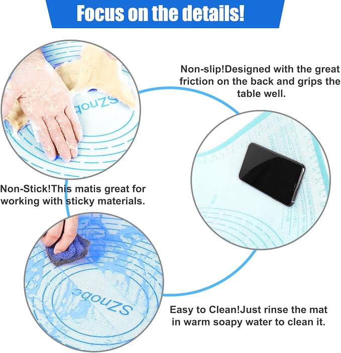 Silicone Pastry Mat 36X24 inch Baking mat Perfect for Dough, Pastry, Pie Crust, Fondant, Cookies, Bread, Pasta/Pizza,Pastry Board, Kitchen Counter Mat