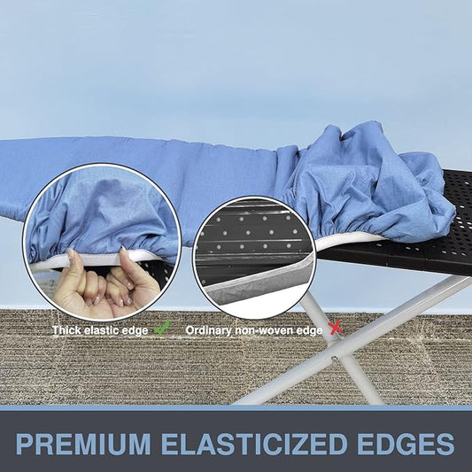 VividPaw Ironing Board Cover and Pad 18x49, Extra Wide, Thick Padding, Elastic Edge, Silicone Coated, Resist Scorching, Heavy Duty Iron Board Covers (Silicone Coating-Blue, 18" x 49")