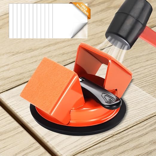 REXBETI Floor Gap Fixer Tool, Plank Gap Repair Kit, Heavy Duty Suction Cup | Double 45° Widened Striking, 12Pcs Sticky Pads, Laminate Flooring Tool, Fixer Laminate/Vinyl Flooring/Hardwood/LVP